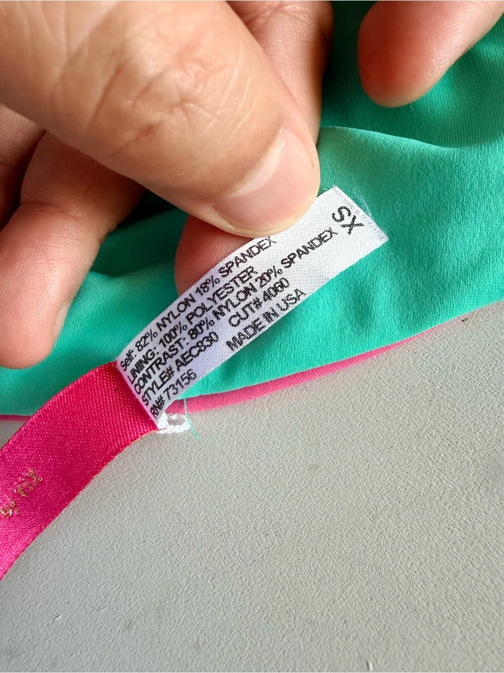 Sofia by ViX Turquoise Halter Bikini Top with Pink Trim.  Size XS